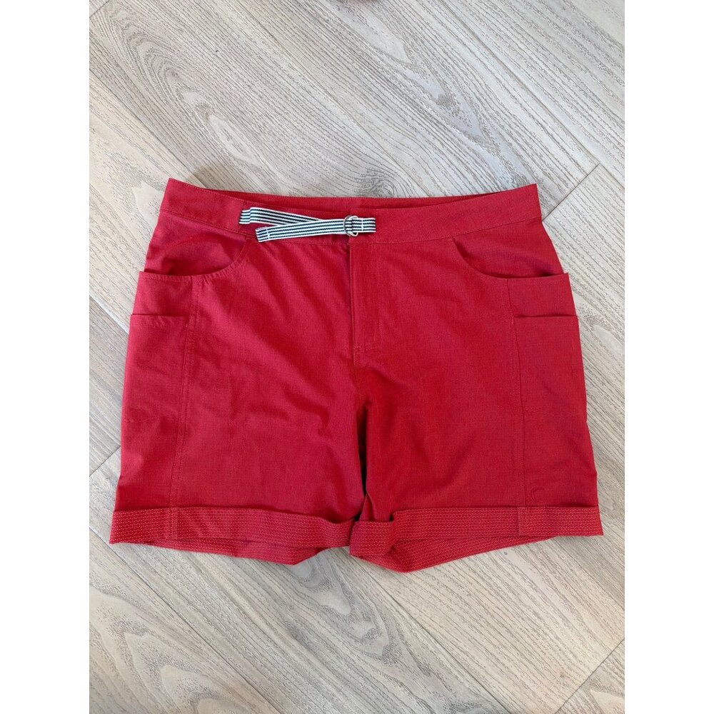 Zyia Active Red Womens XL Casual Shorts With Stripe Belt 93% Polyester 7% Spande